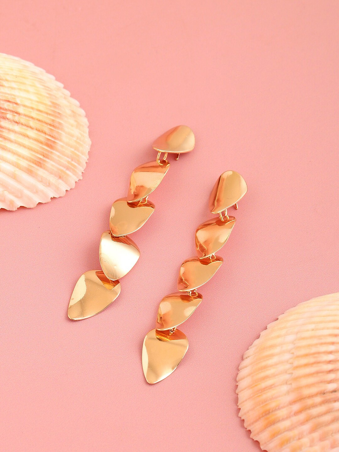 

SOHI Gold-Plated Contemporary Drop Earrings