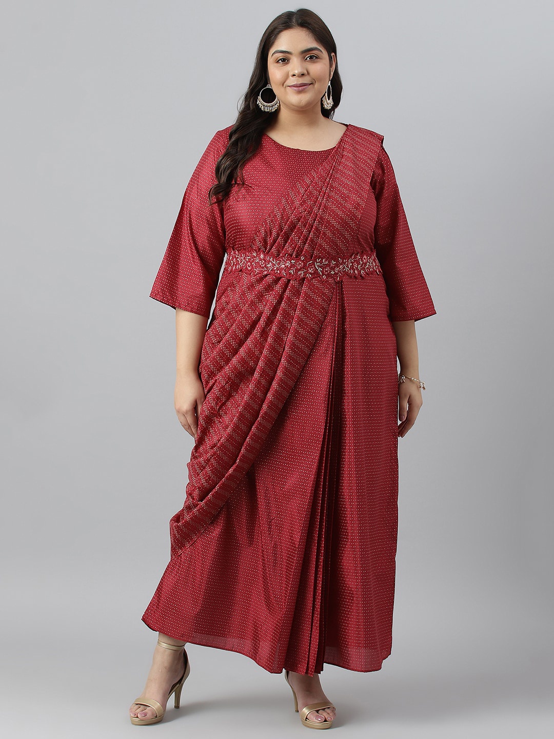 

W Plus Size Ethnic Motifs Ethnic Maxi Ethnic Dress, Red