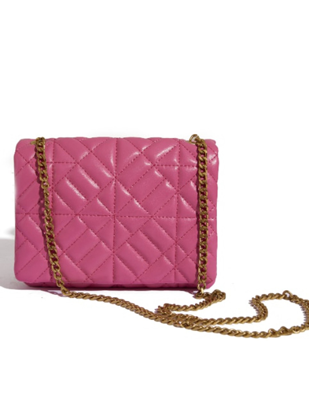 

THESTO Pink Textured PU Quilted Structured Sling Bag