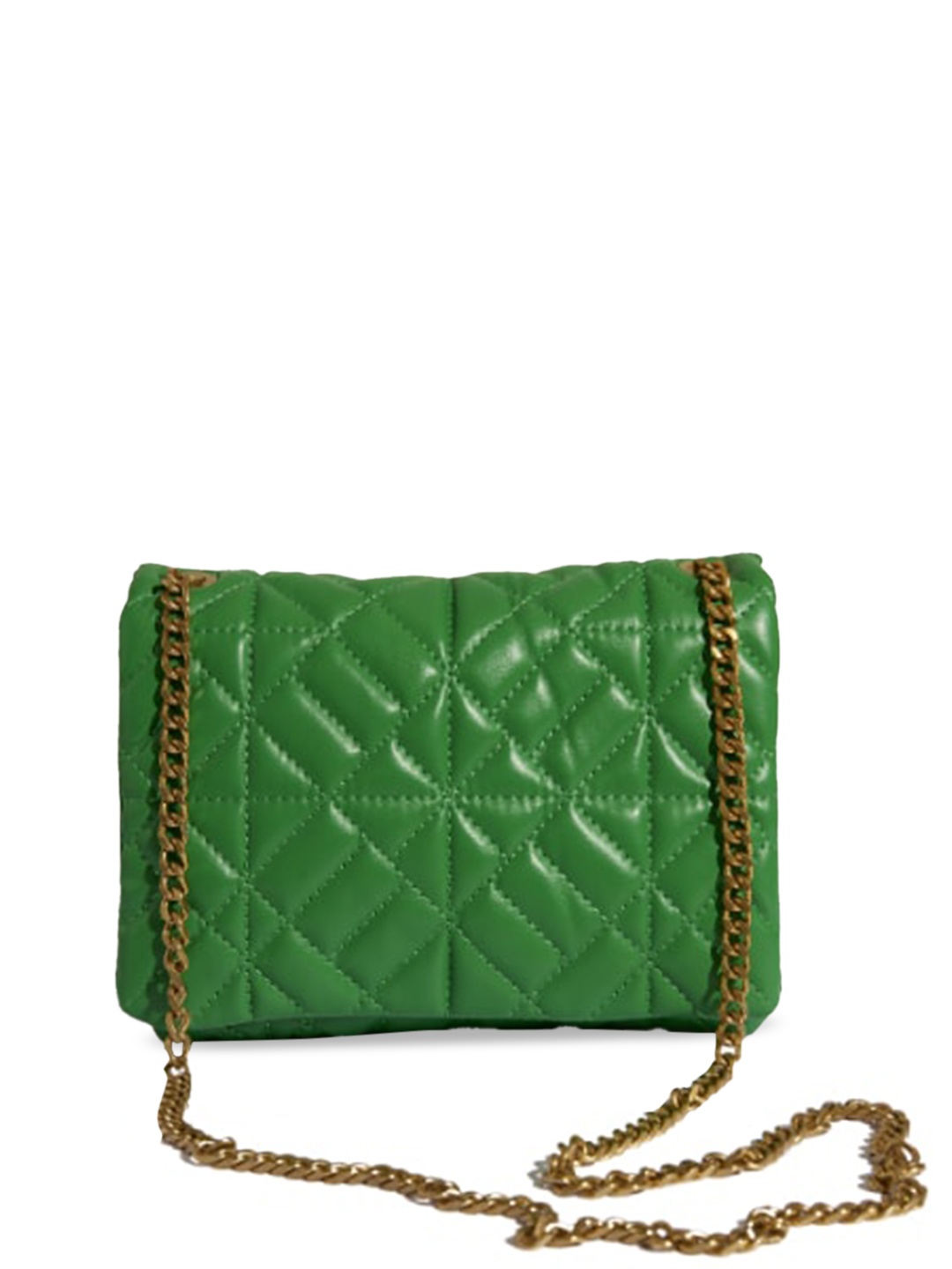 

THESTO Textured PU Structured Sling Bag with Quilted, Green