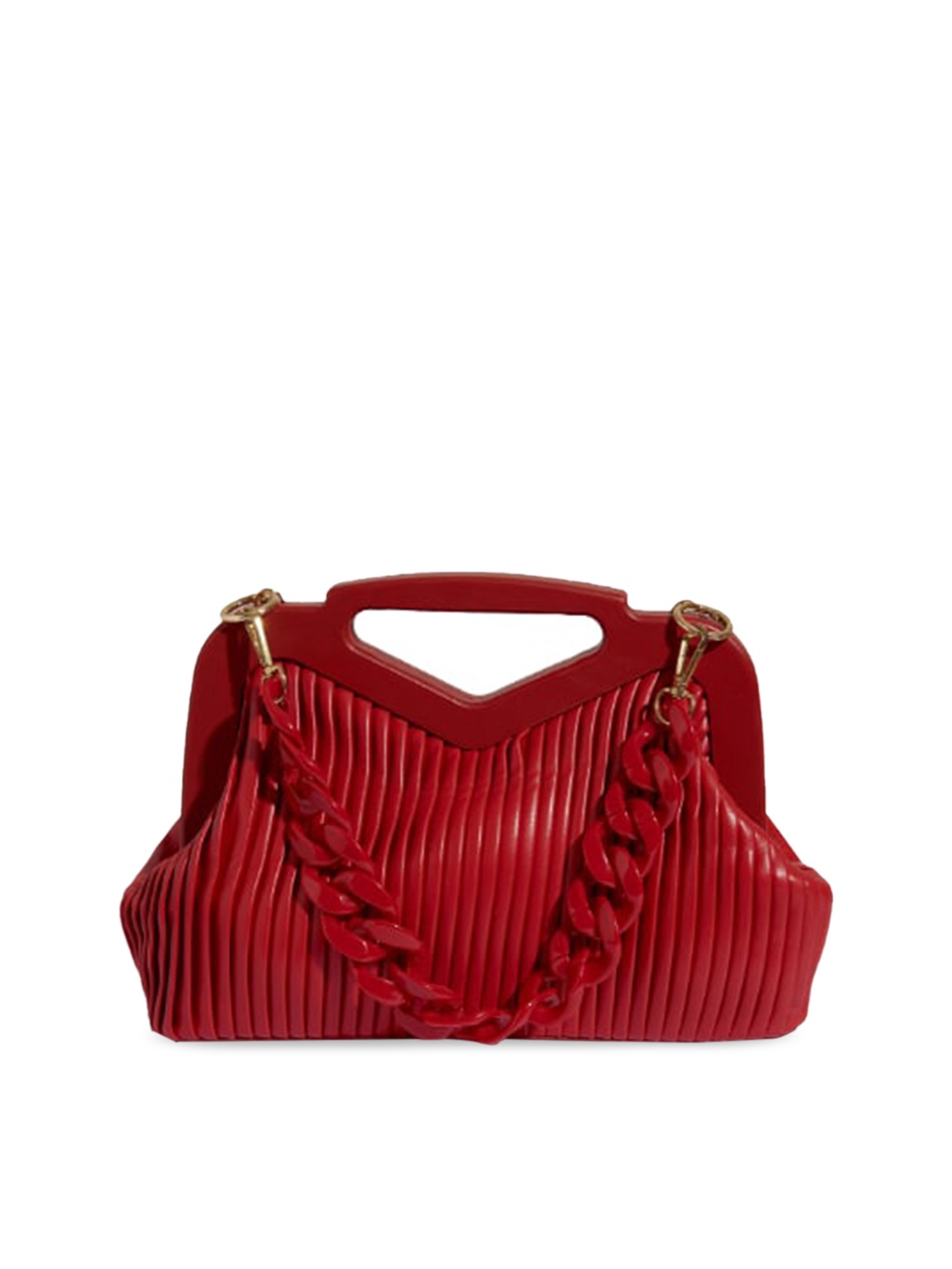 

THESTO Oversized Structured Handheld Bag with Fringed, Red