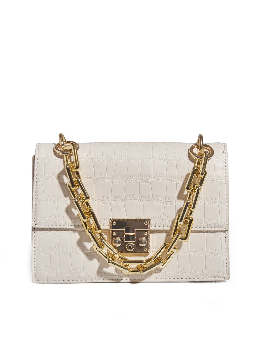 

THESTO Textured Structured Sling Bag, White