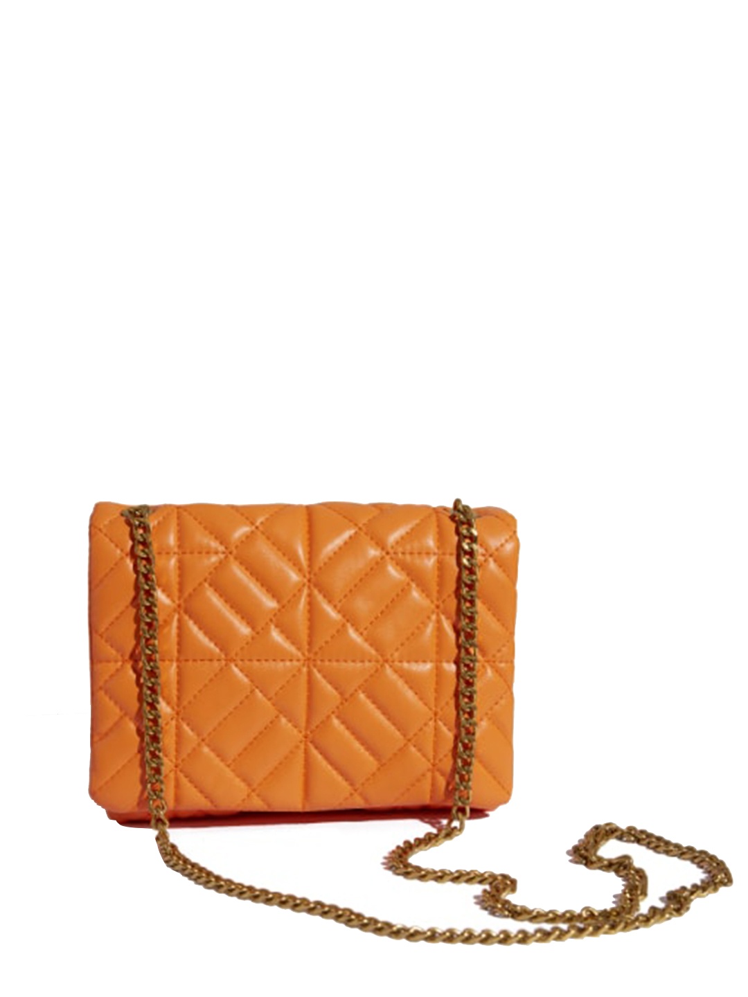 

THESTO Textured Structured Sling Bag With Quilted, Orange