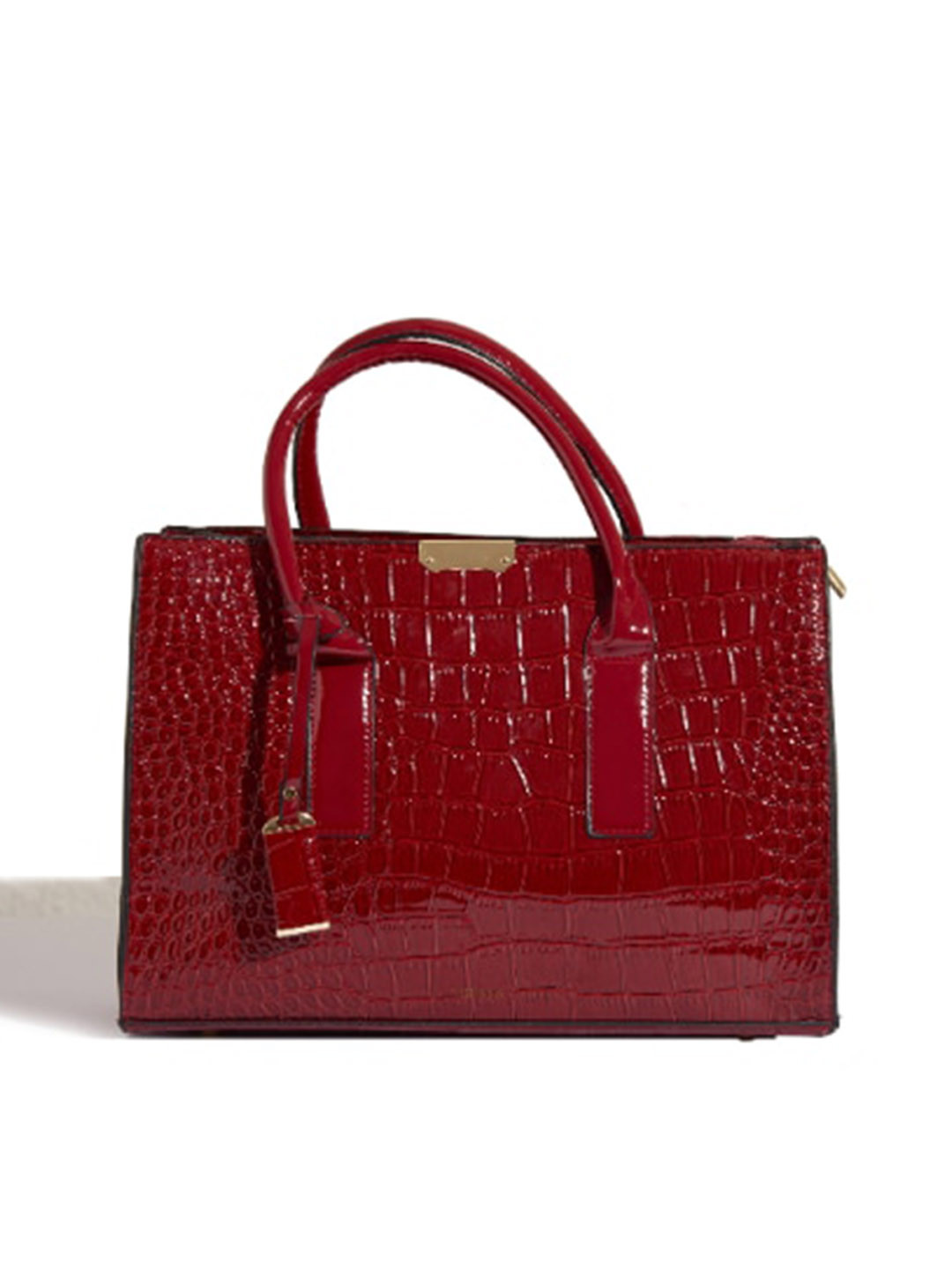 

THESTO Red Animal Textured PU Swagger Handheld Bag with Tasselled