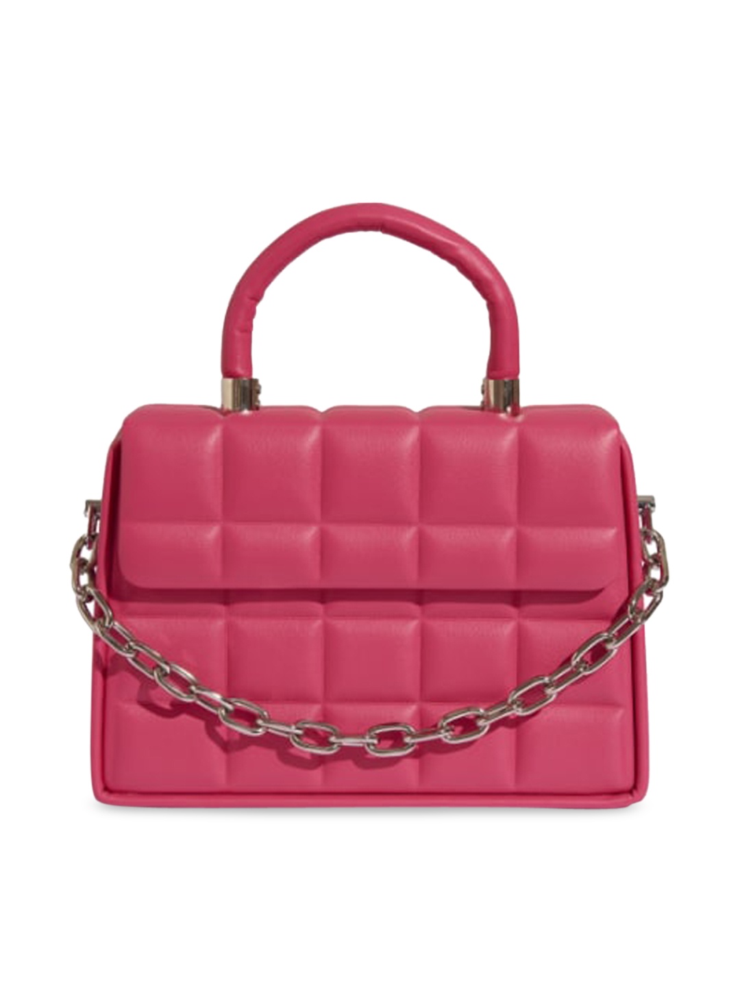 

THESTO PU Structured Handheld Bag with Quilted, Pink