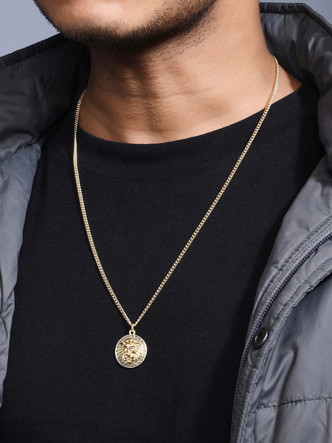 

The Bro Code Men Gold-Plated Roar Lion Pendant Necklace