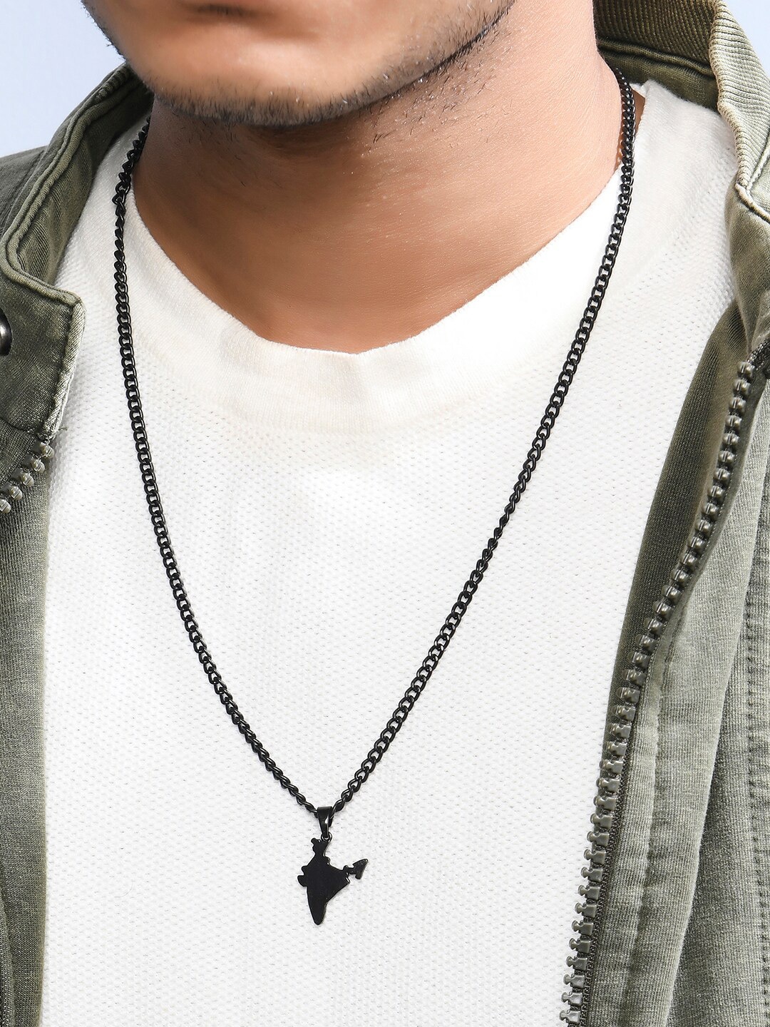 

The Bro Code Men Black Silver-Plated Necklace