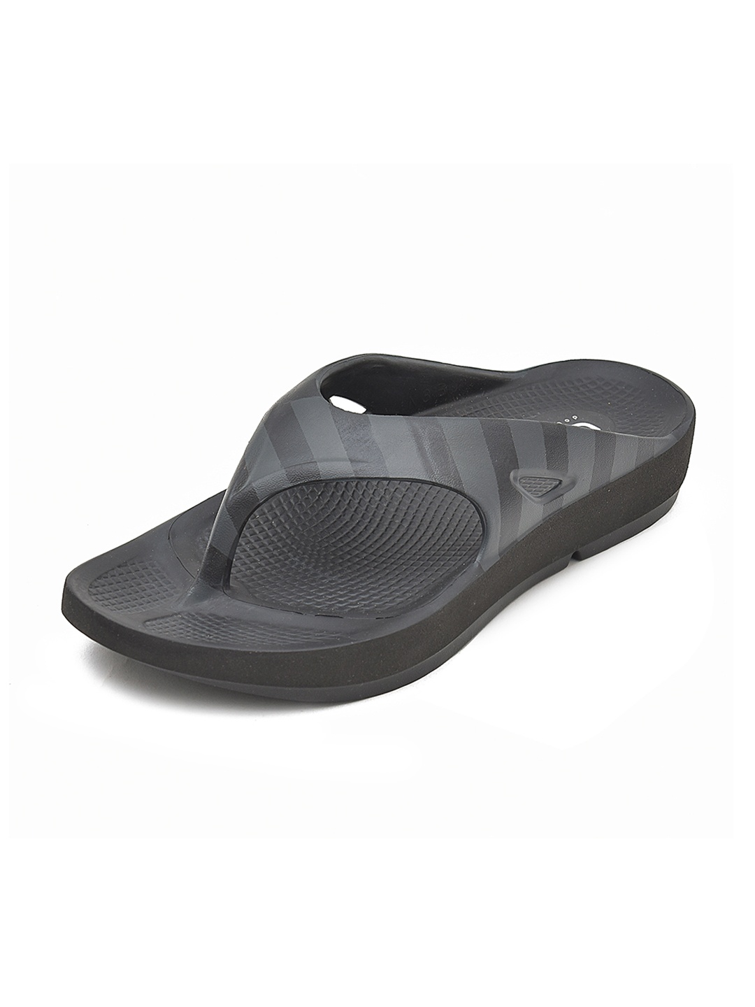 

Doubleu Men Black & Grey Striped EVA Thong Flip-Flops