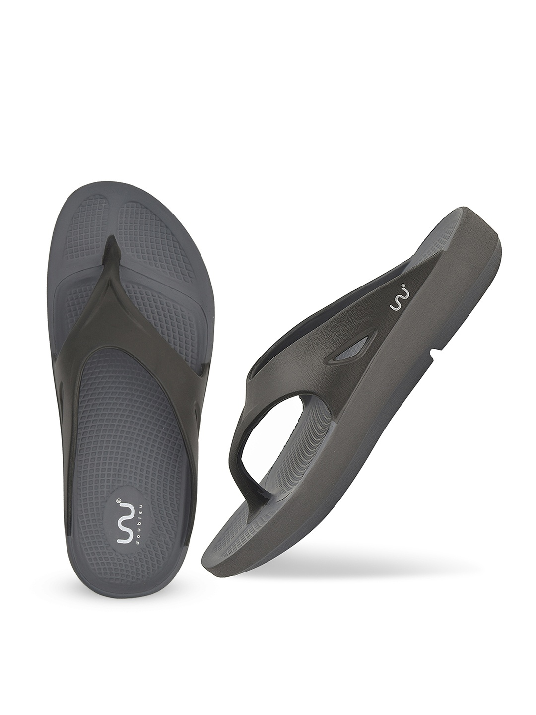 

Doubleu Men Grey & Black EVA Thong Flip-Flops