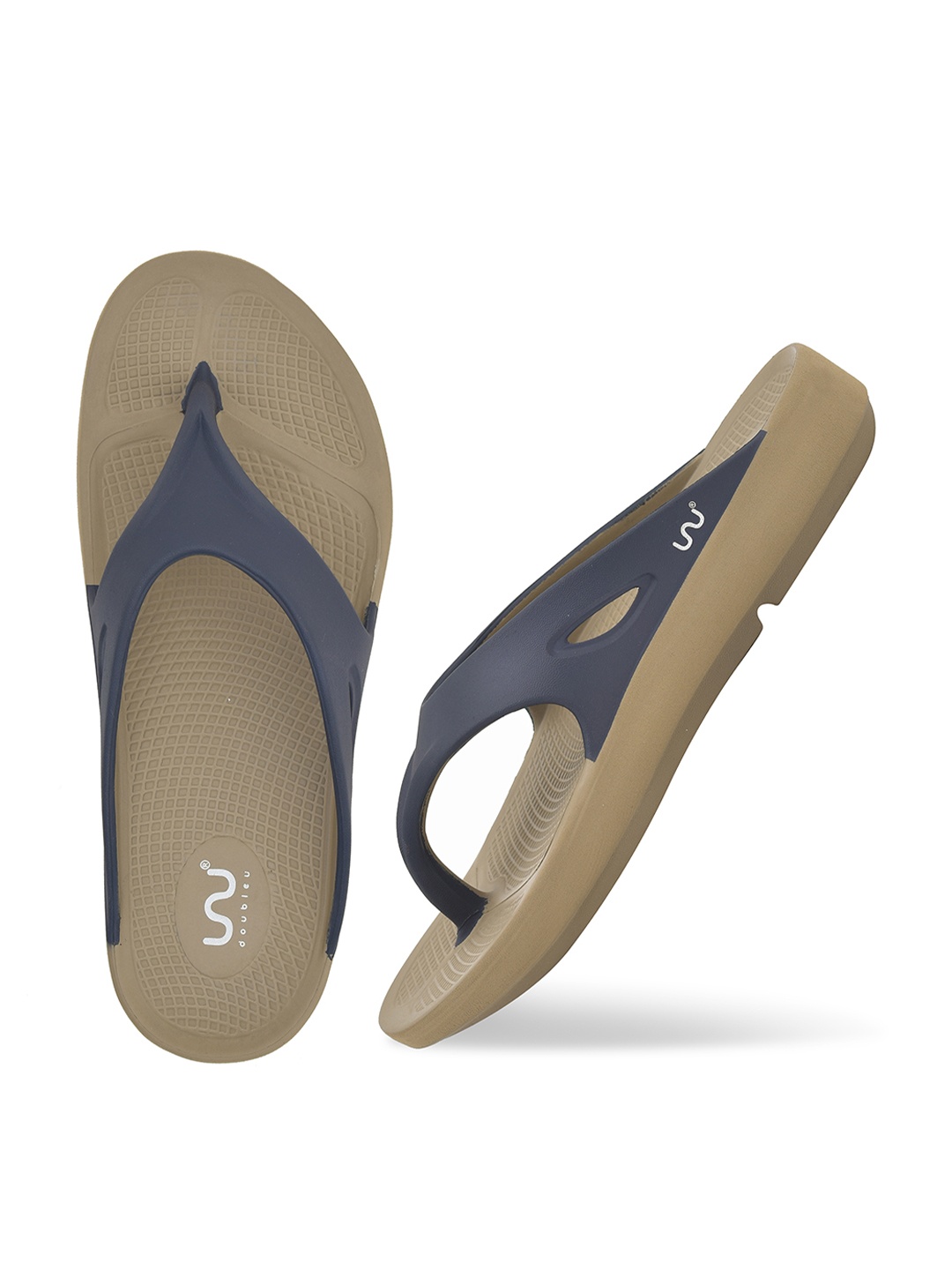 

Doubleu Men Khaki & Blue EVA Thong Flip-Flops