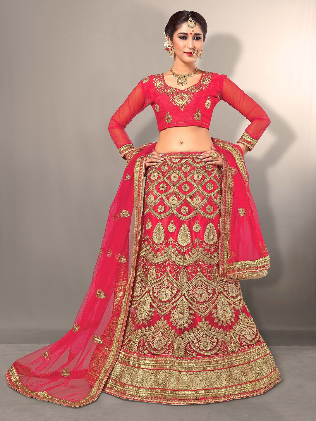 

Sarvayog Fashion Embroidered Semi-Stitched Lehenga & Unstitched Blouse With Dupatta, Pink