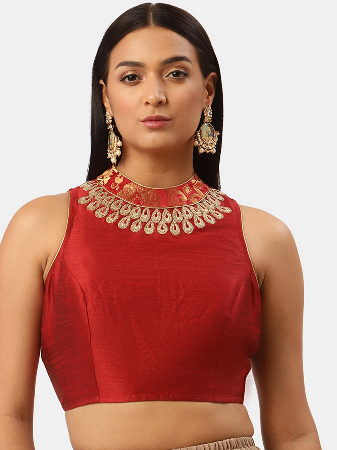 

Studio Shringaar Embroidered Saree Blouse, Maroon