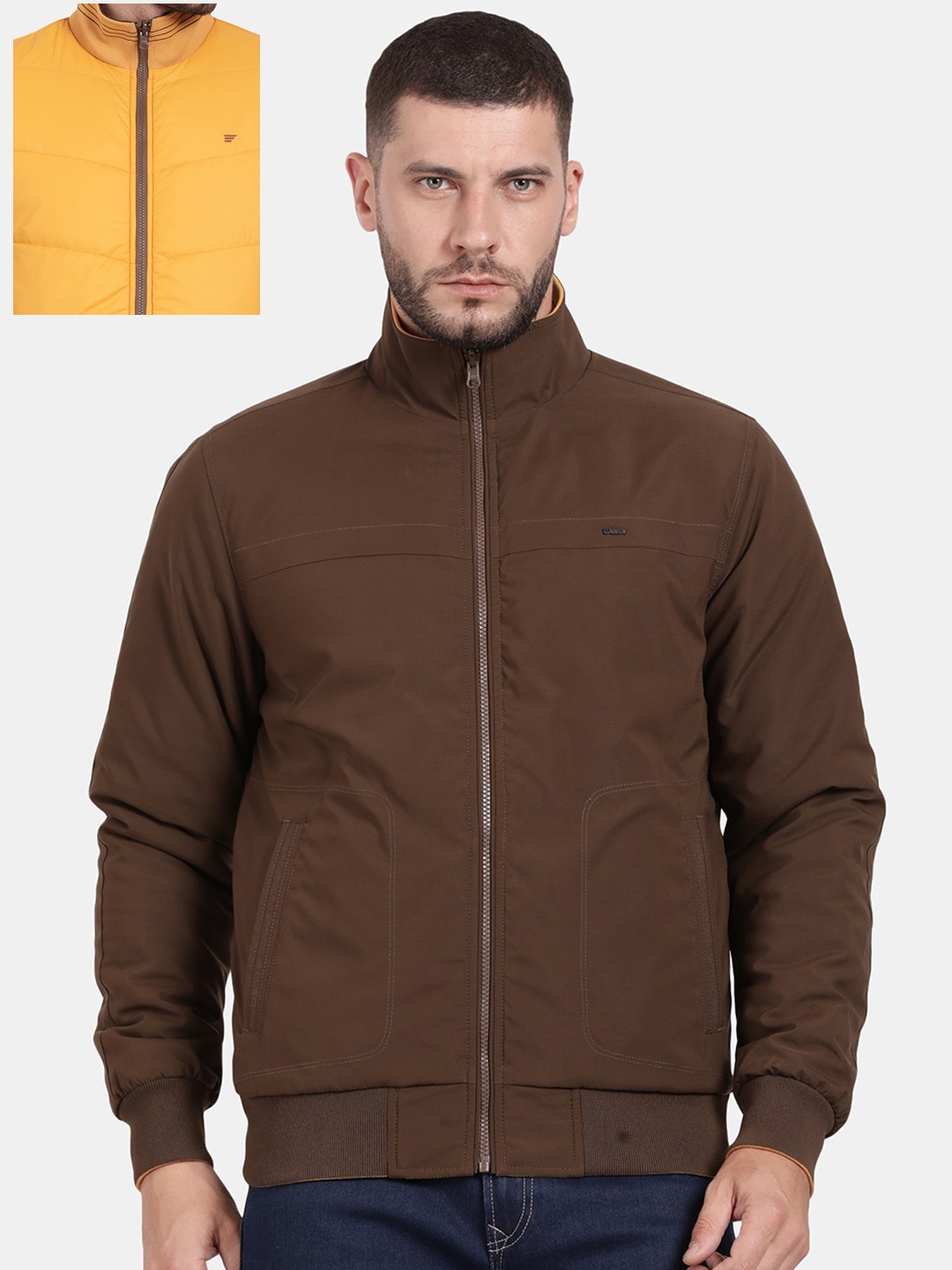 

t-base Men Reversible Bomber Jacket, Coffee brown