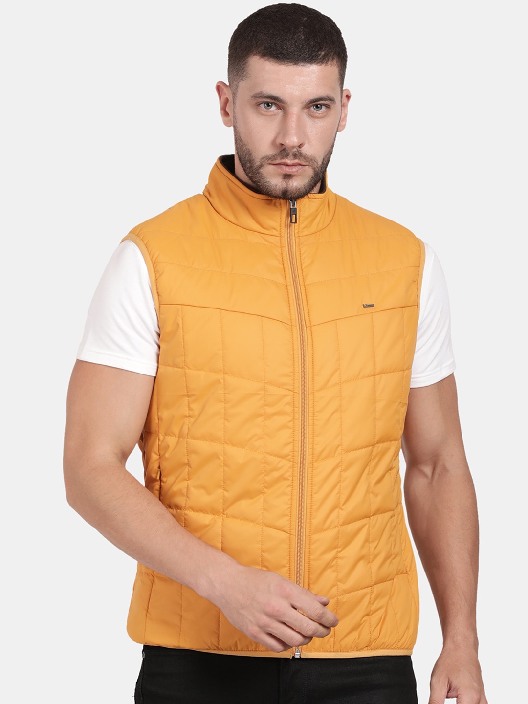 

t-base Men Yellow Windcheater Puffer Jacket