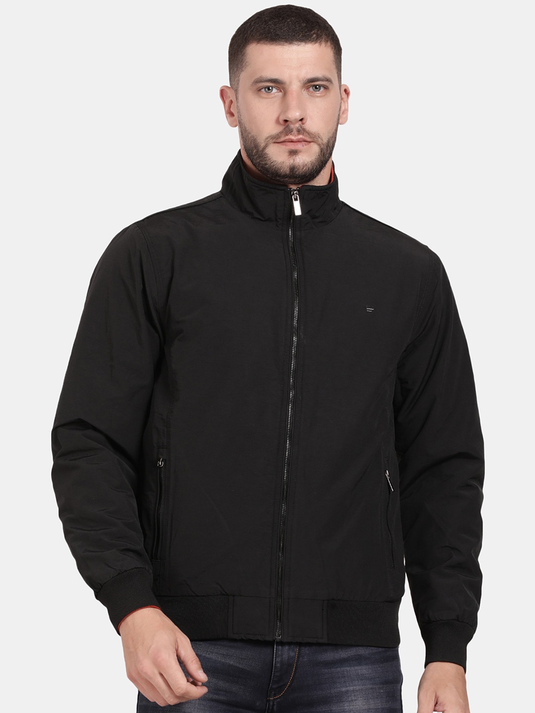 

t-base Men Plus Size Windcheater Bomber Jacket, Black