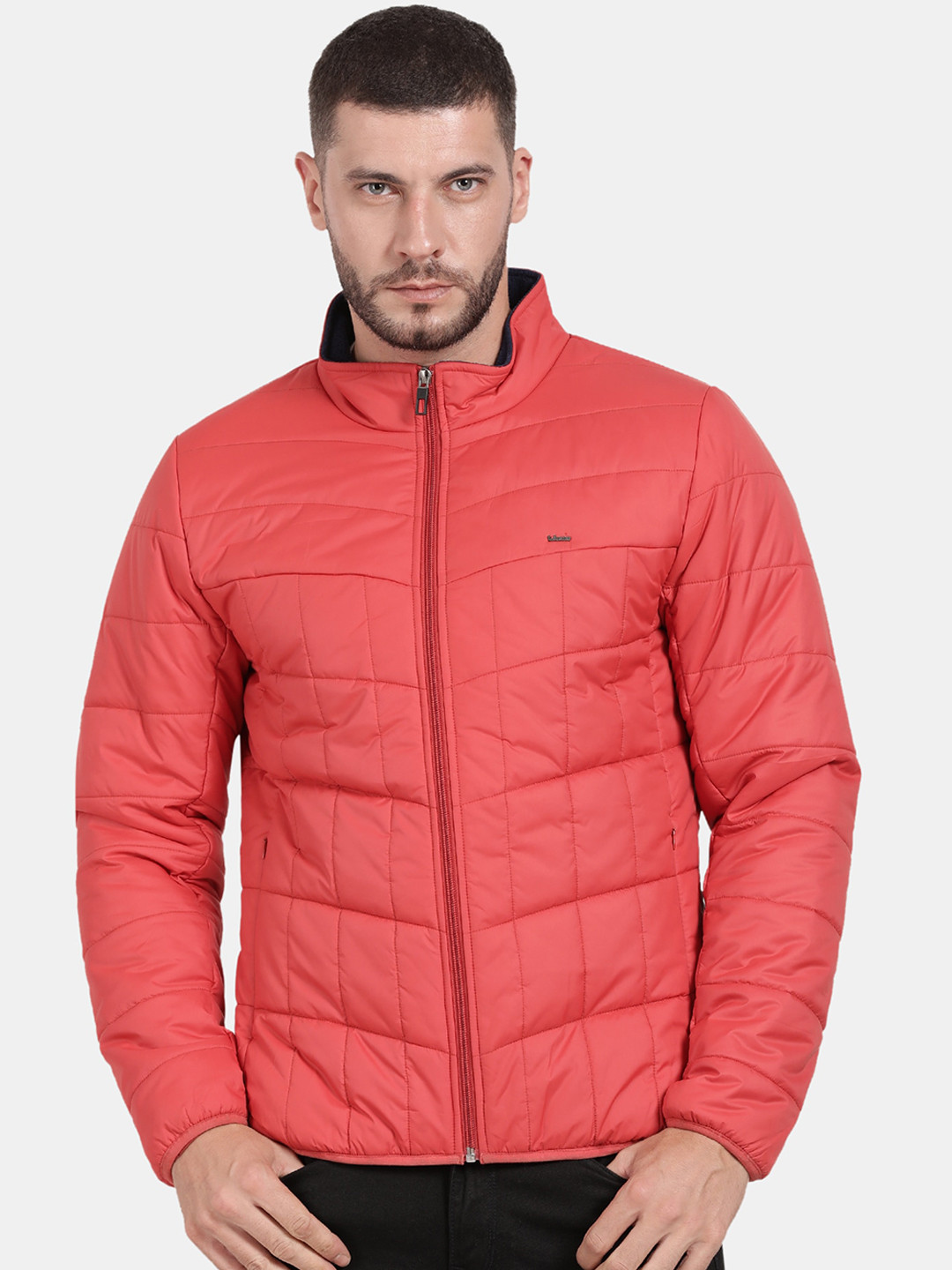 

t-base Men Plus Size Windcheater Puffer Jacket, Orange