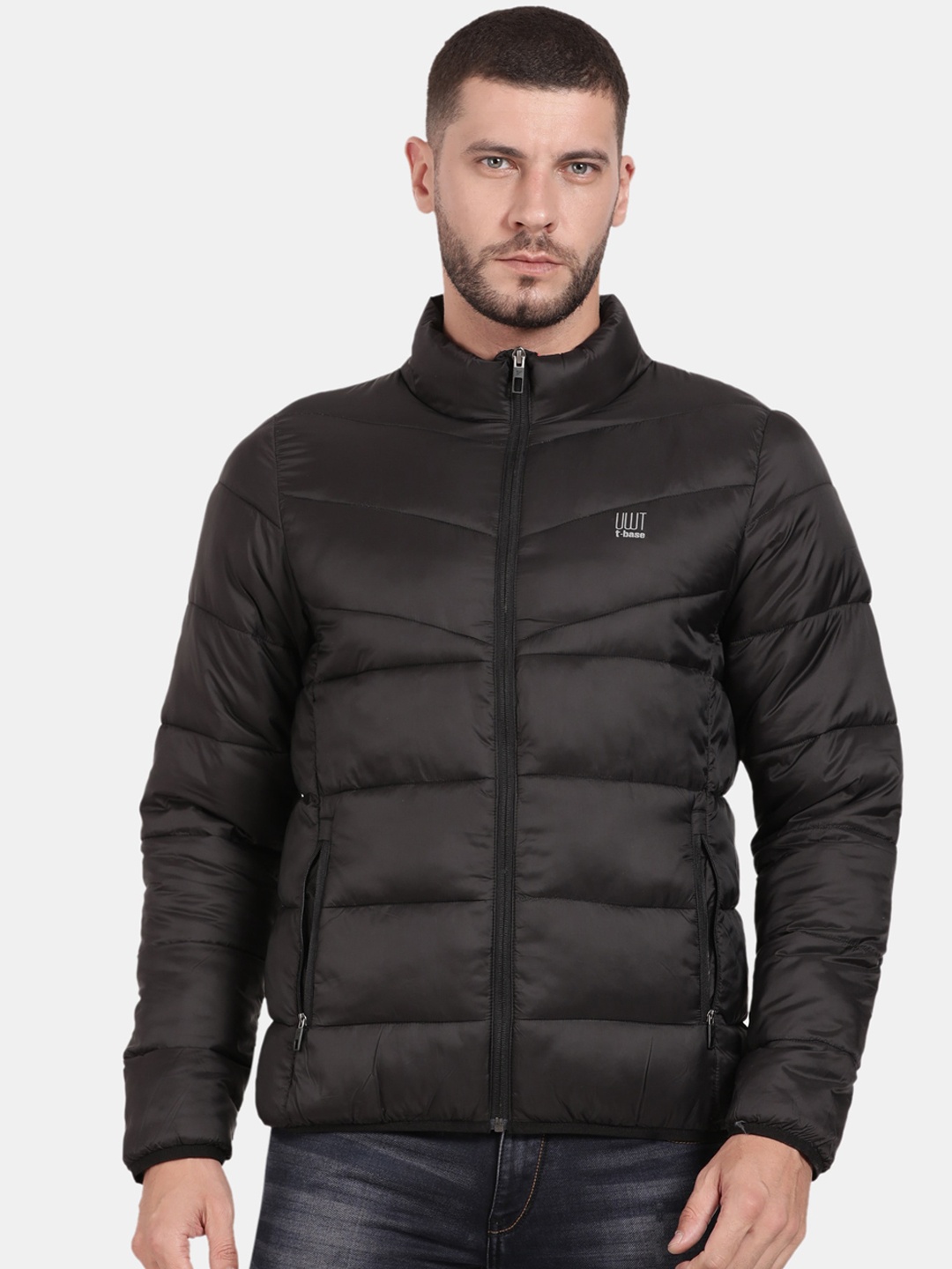 

t-base Men Solid Nylon Padded Jacket, Black
