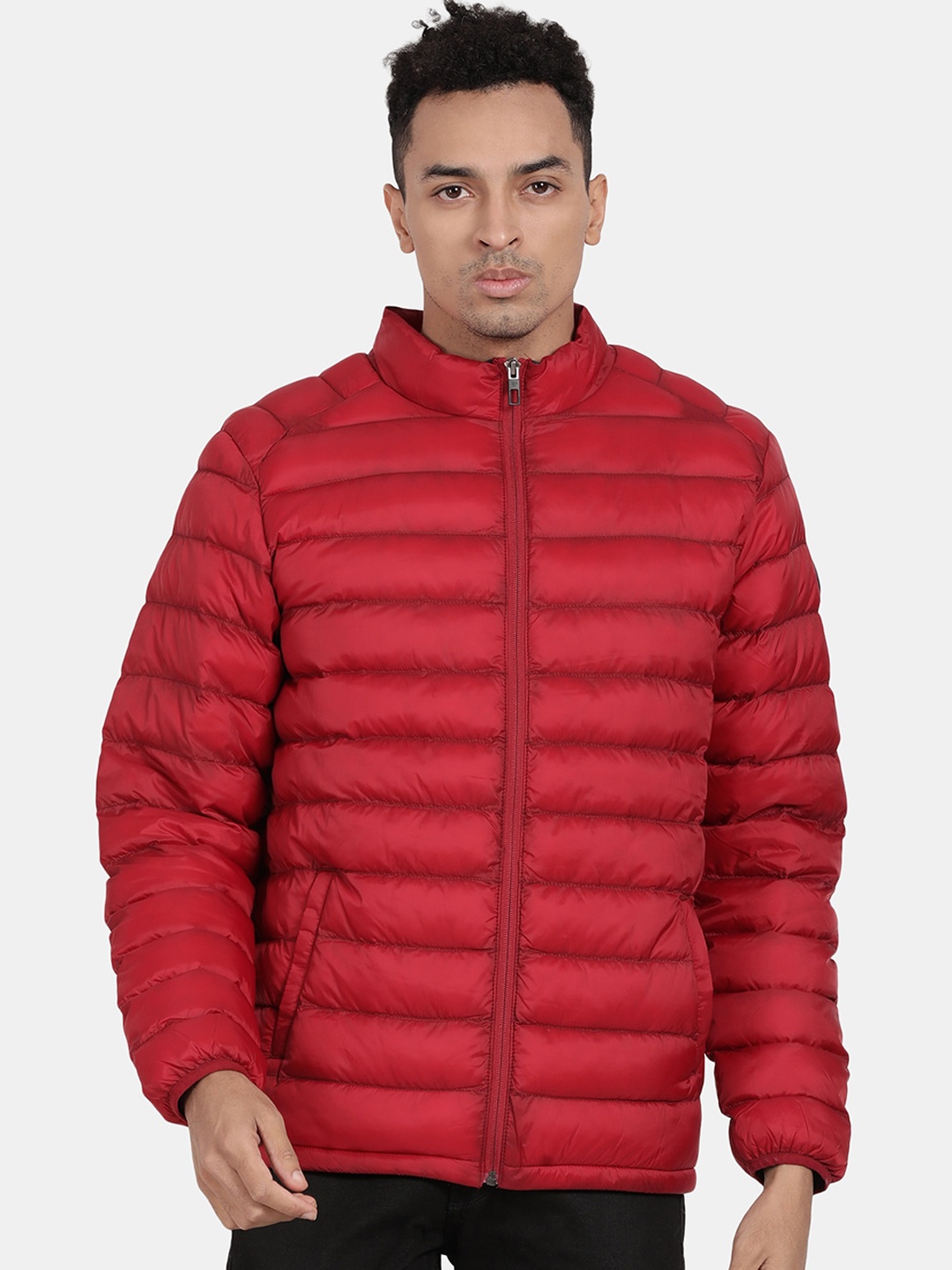

t-base Men Solid Windcheater Puffer Jacket, Red