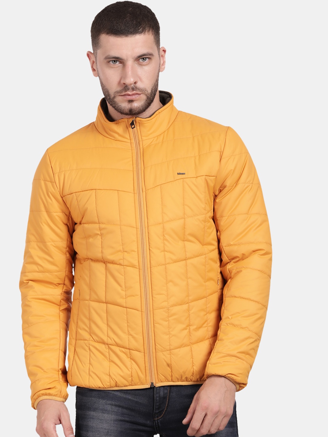 

t-base Men Solid Windcheater Padded Jacket, Yellow