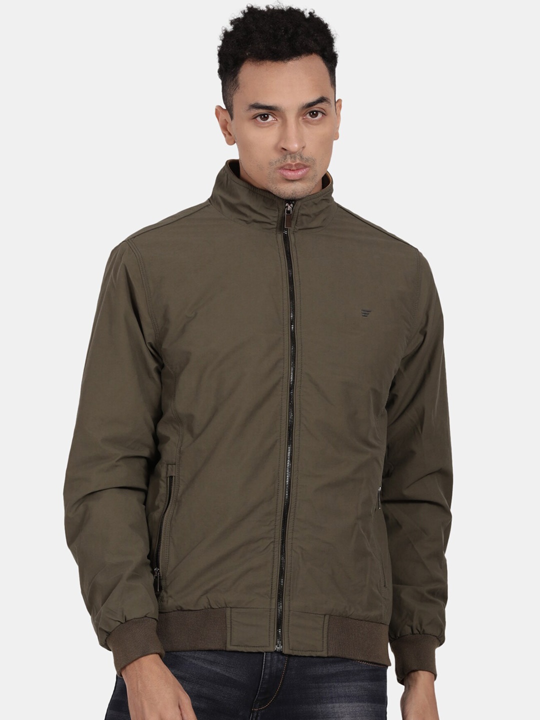 

t-base Men Windcheater Cotton Bomber Jacket, Olive