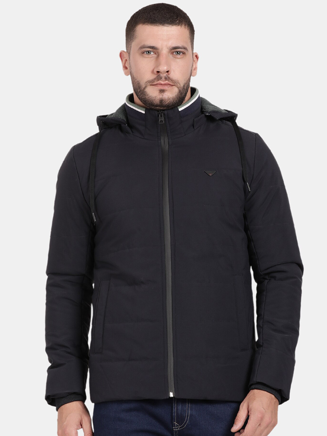 

t-base Men Hooded Padded Jacket, Navy blue