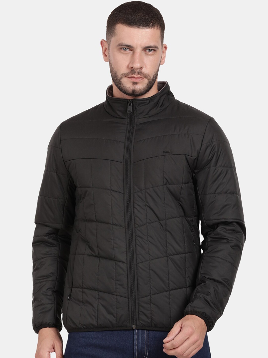 

t-base Men Solid Long Sleeves Padded Jacket, Black