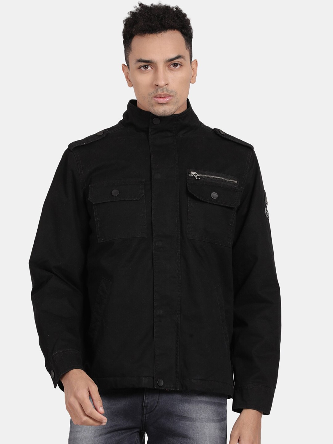 

t-base Men Plus Size Windcheater Tailored Jacket, Black