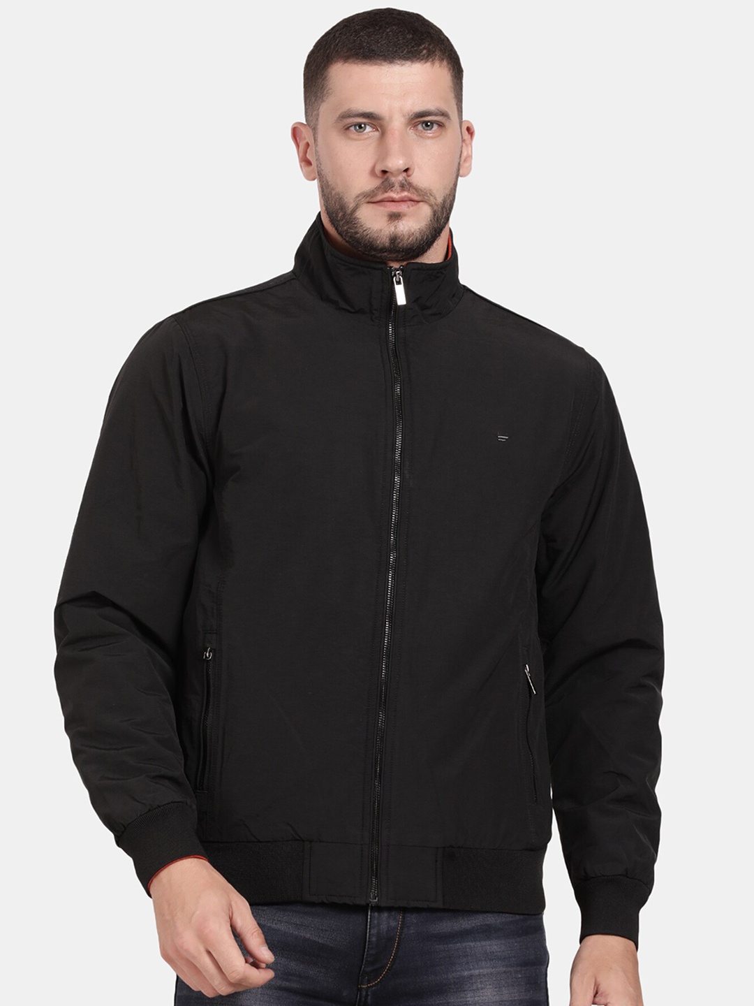 

t-base Men Plus Size Windcheater Bomber Jacket, Black