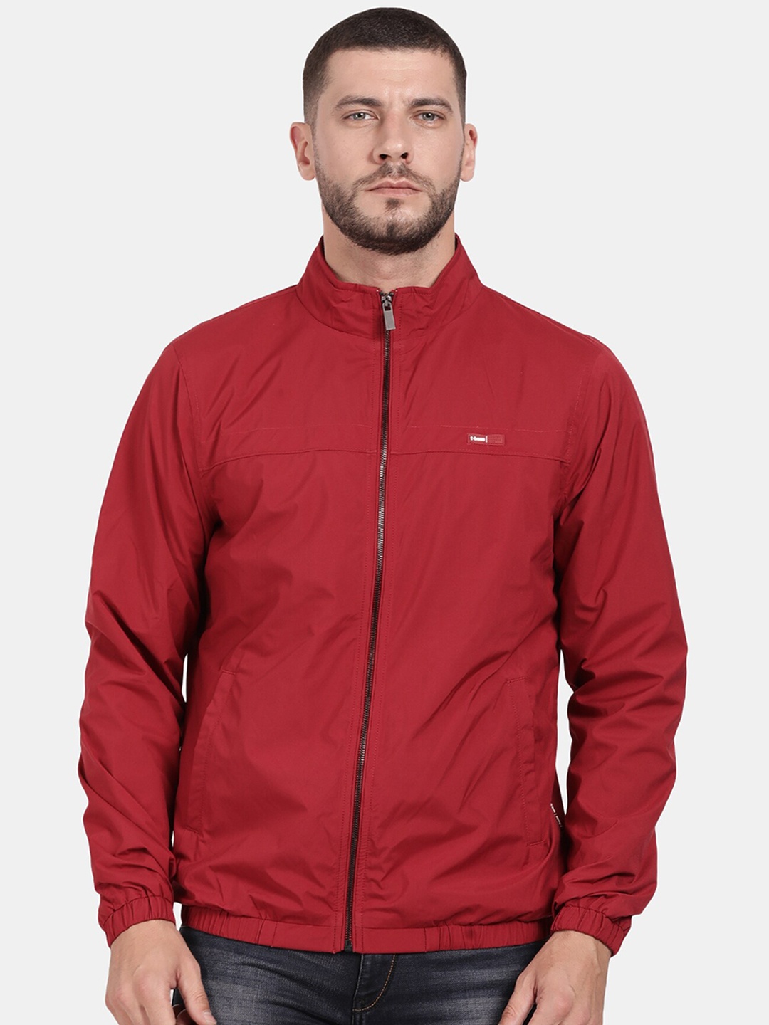 

t-base Men Plus Size Windcheater Bomber Jacket, Red
