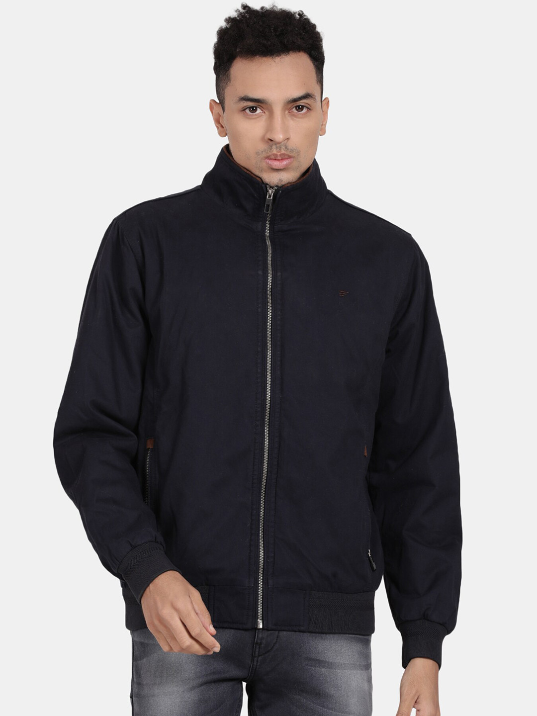 

t-base Men Windcheater Cotton Bomber Jacket, Navy blue
