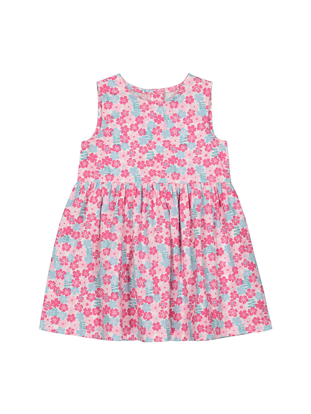 

mothercare Floral Printed Cotton Fit & Flared Dress, Pink