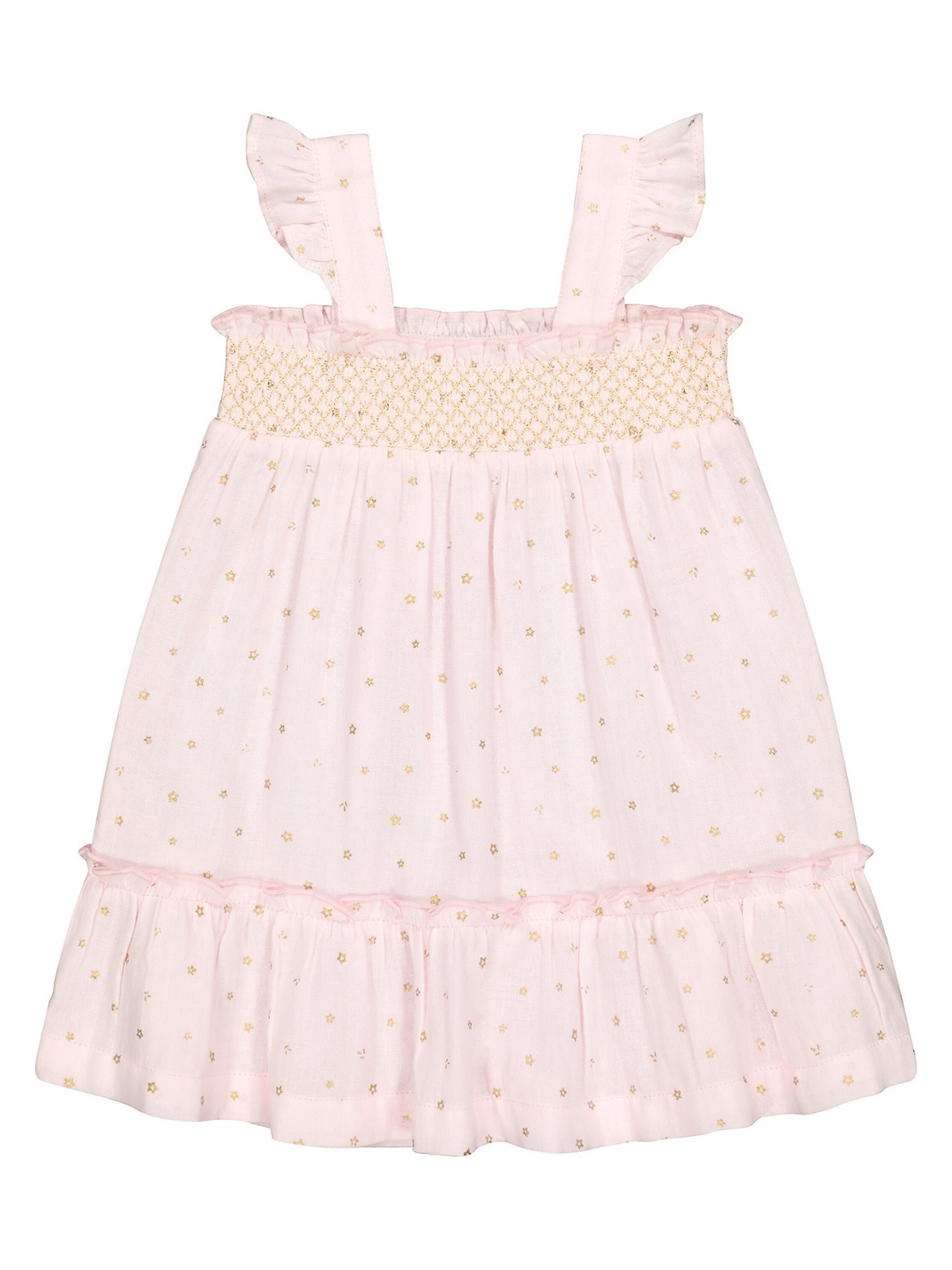 

mothercare A-Line Square Neck Cotton Mini Dress, Pink