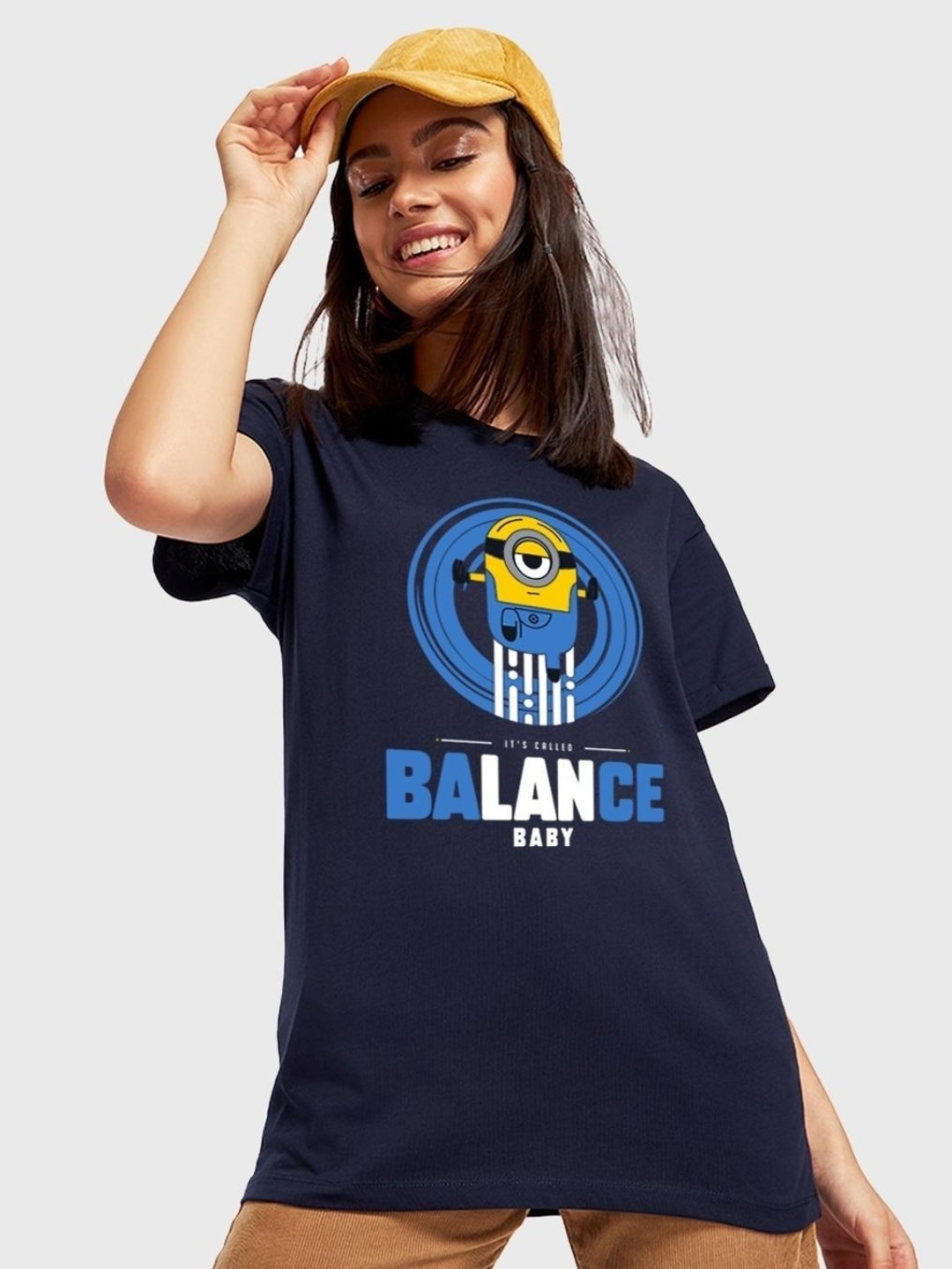 

Bewakoof Women Printed Pure Cotton T-shirt, Blue