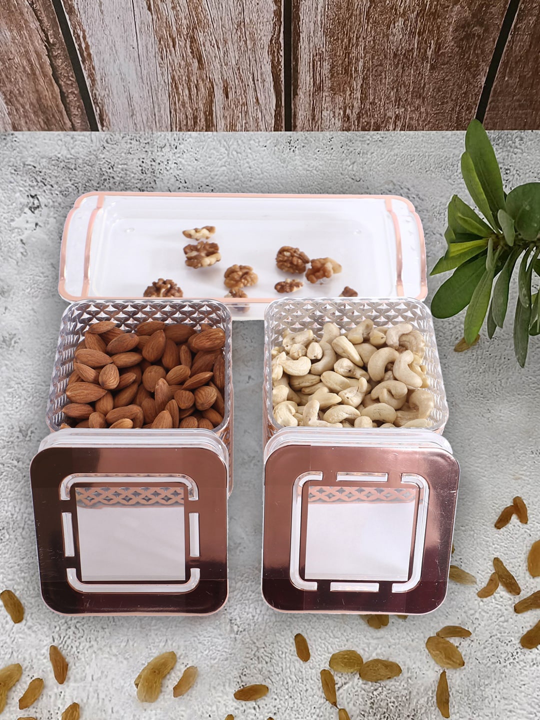 

Kuber Industries Peach 2 Containers & Tray Set