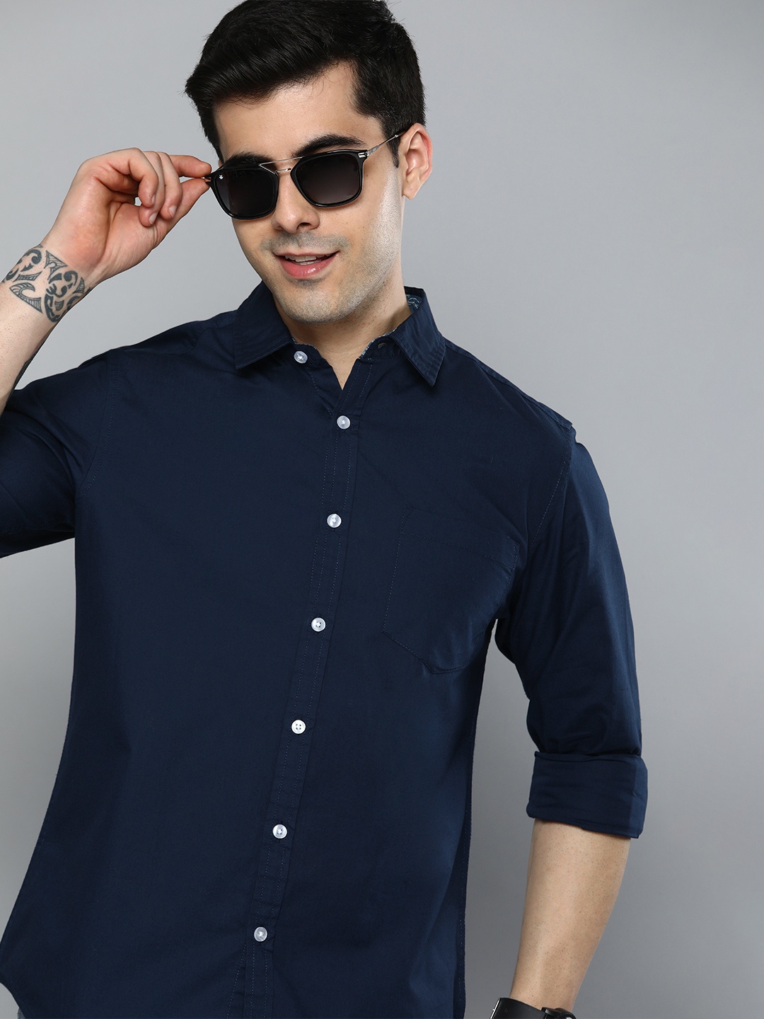 

HERE&NOW Men Slim Fit Casual Shirt, Blue