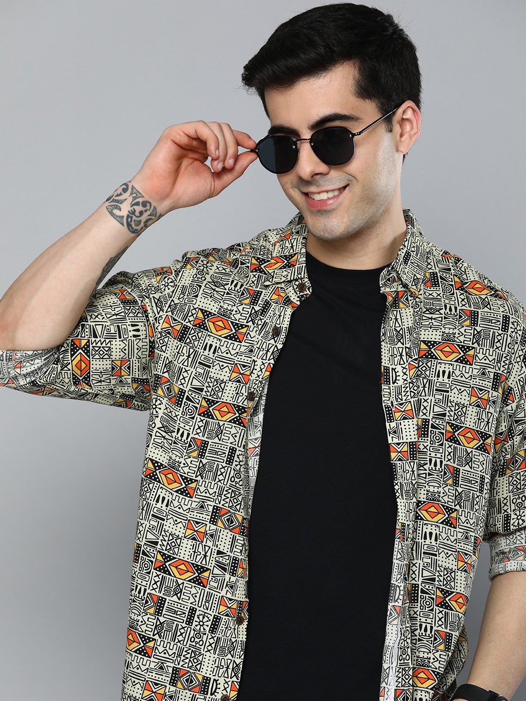 

HERE&NOW Men Slim Fit Printed Casual Shirt, Multi