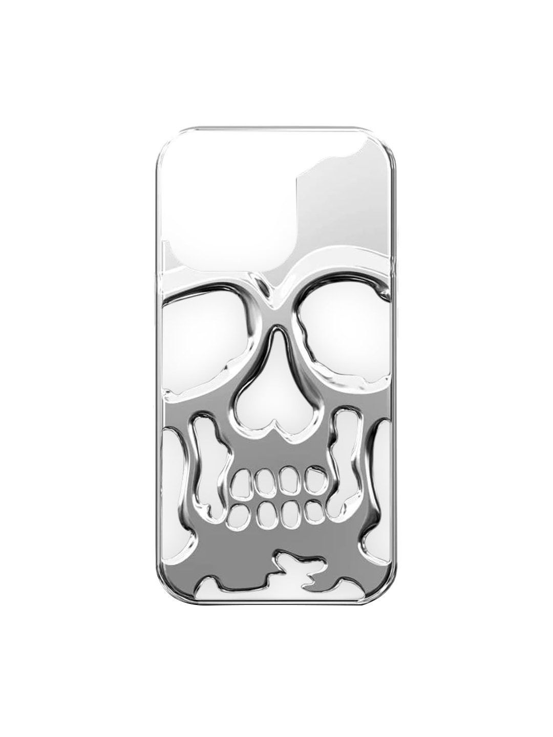 

TREEMODA 3D Electroplated Skull iPhone 14 Pro Max Back Case, Silver