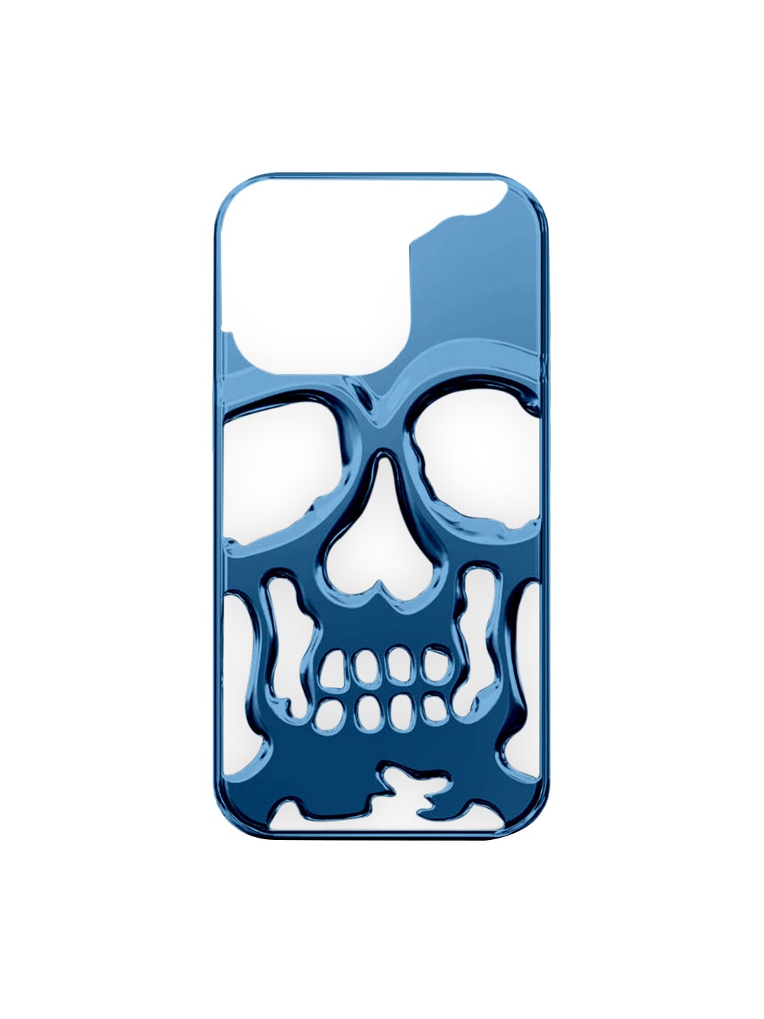 

TREEMODA 3D Electroplated Skull iPhone 14 Back Case, Blue