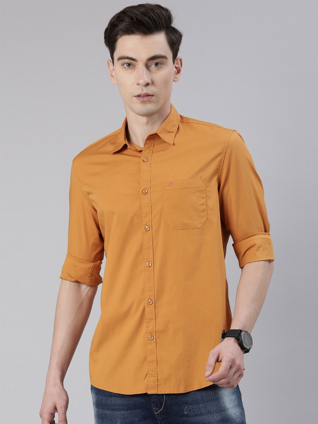 

Chennis Men Pure Cotton Casual Shirt, Rust