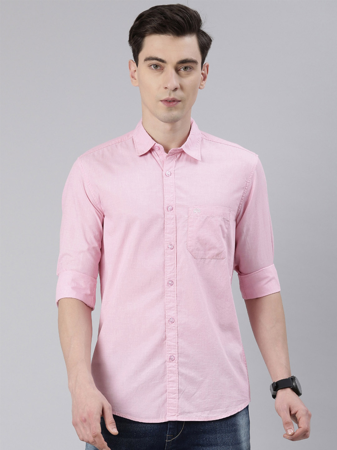 

Chennis Men Pure Cotton Casual Shirt, Pink