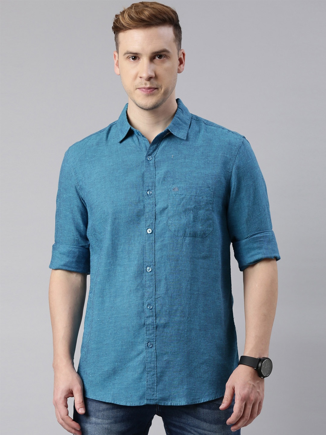

Chennis Men Pure Cotton Casual Shirt, Blue