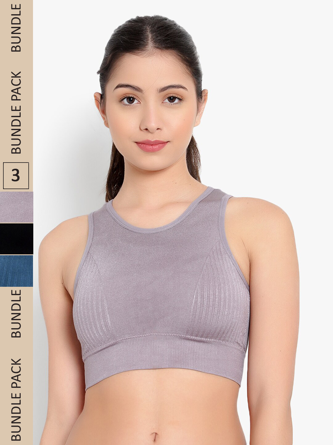 

PARKHA Pack of 3 Support Sports Bra, Black