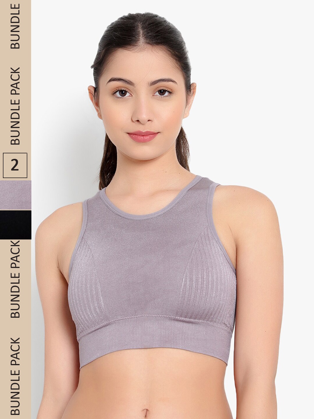 

PARKHA Pack Of 2 Workout High Support Sports Bra, Black