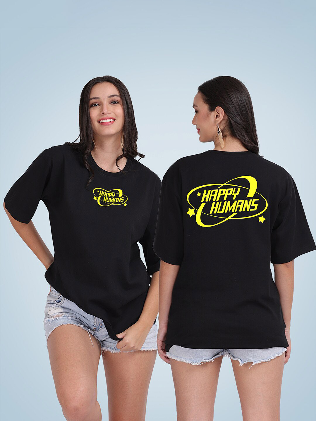 

Mad Over Print Women Typography Printed Loose Cotton T-shirt, Black