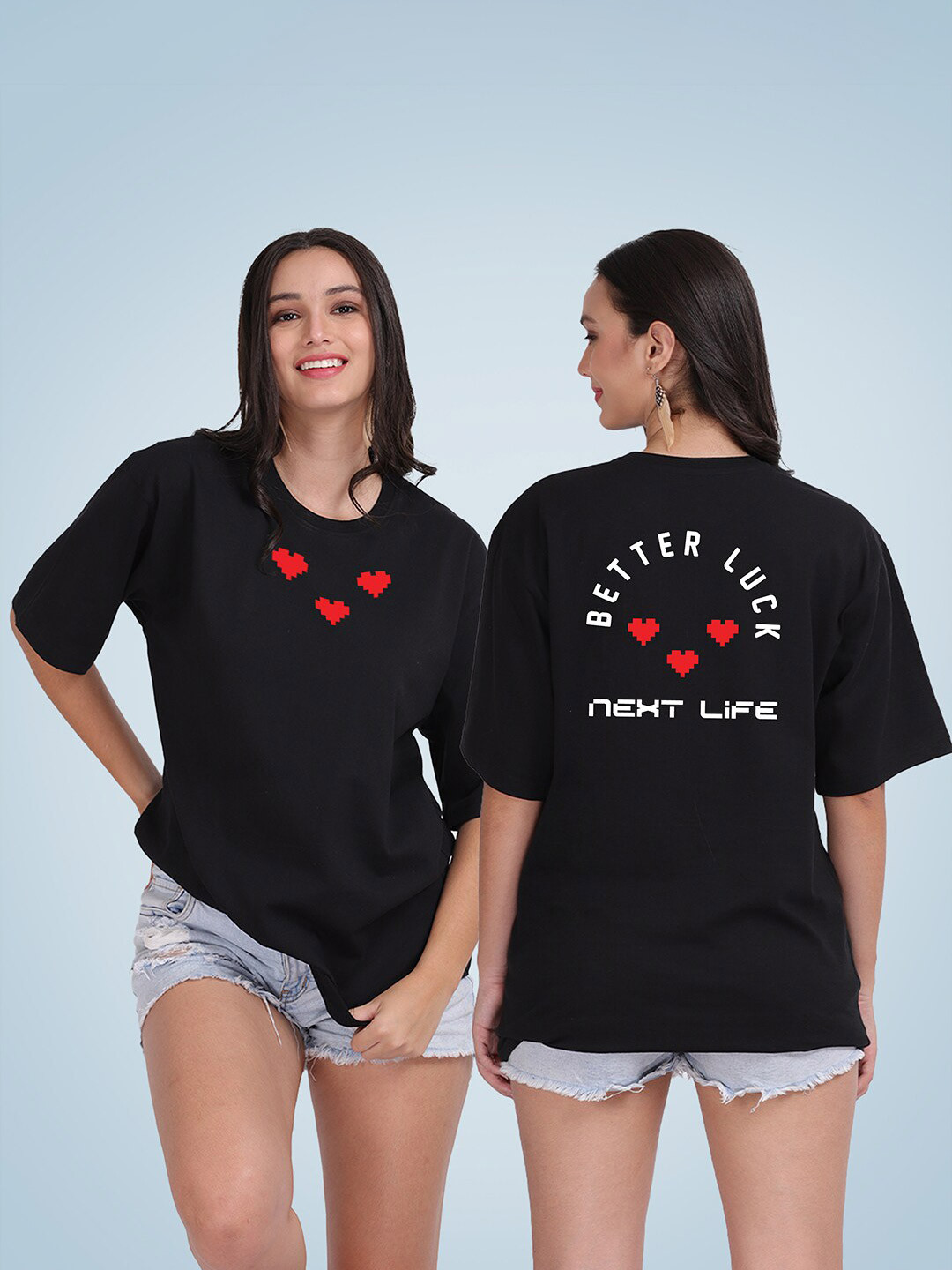 

Mad Over Print Women Typography Printed Loose T-shirt, Black