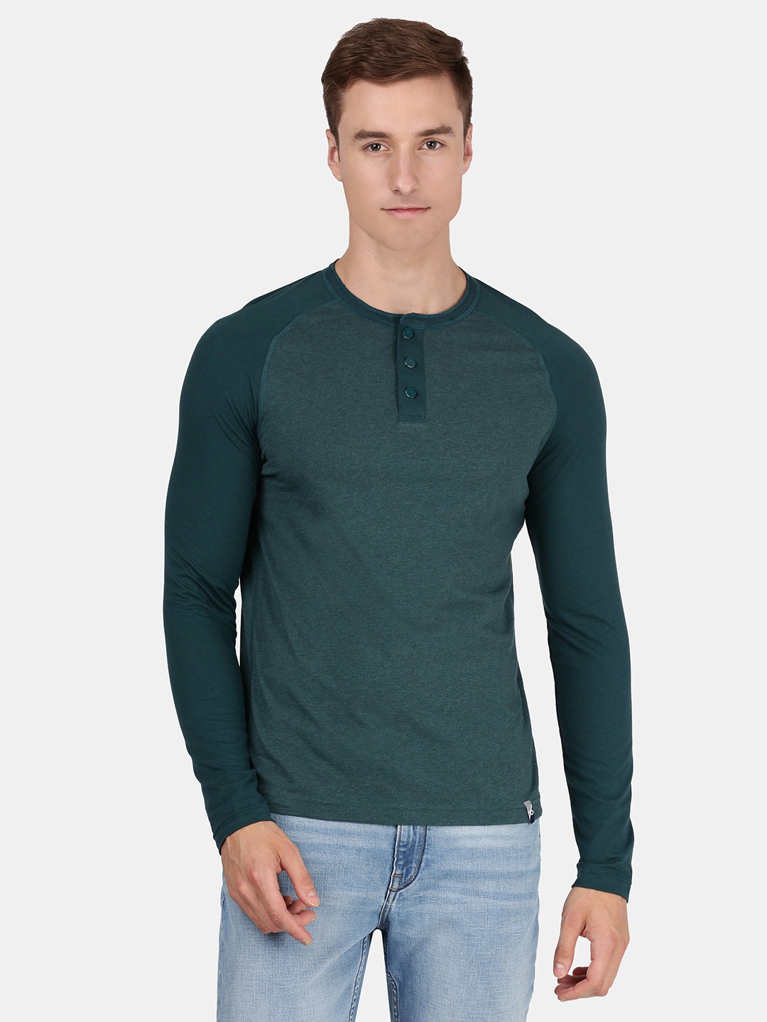 

Jockey Men Henley Neck Cotton T-shirt, Green