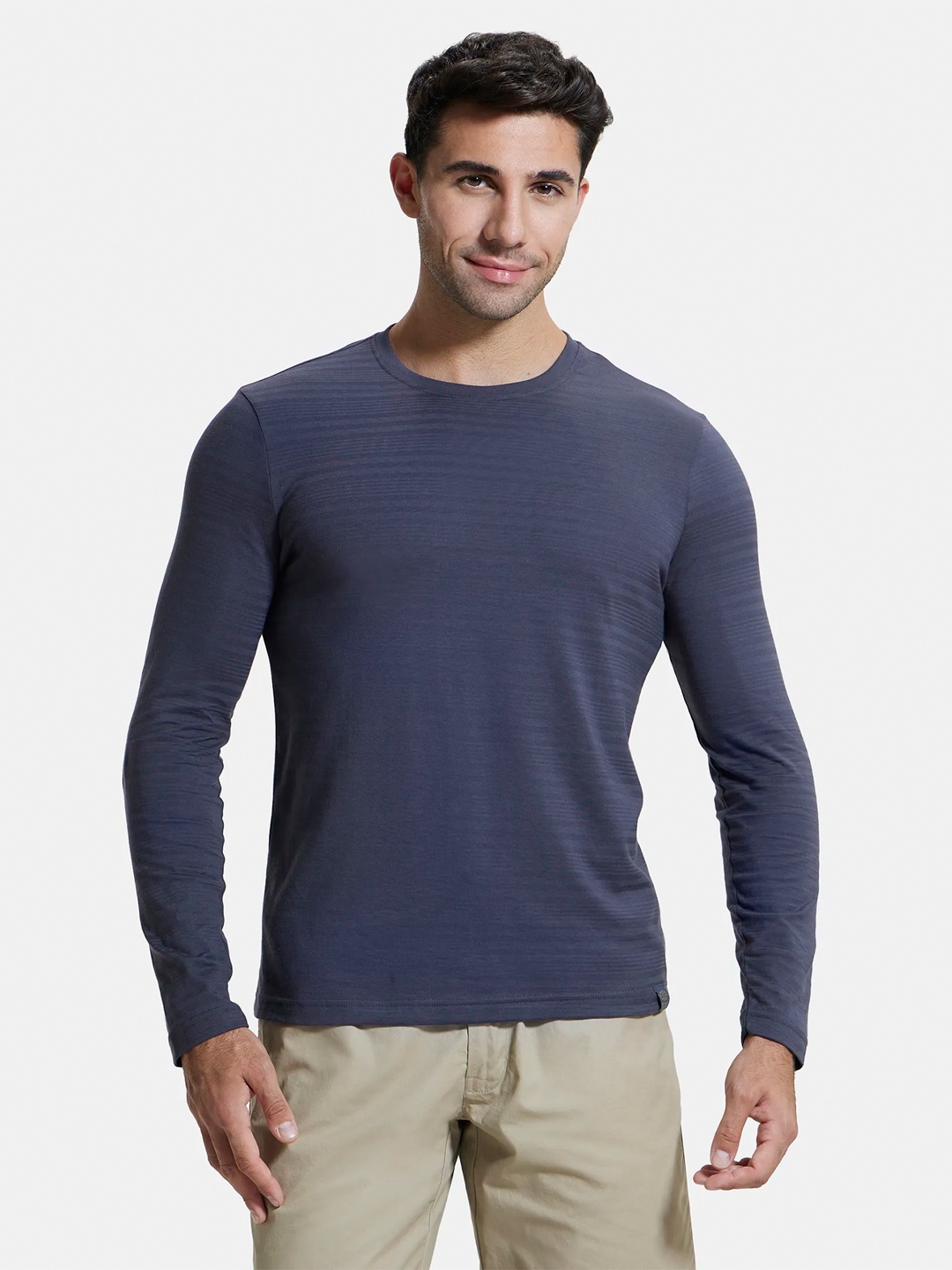 

Jockey Super Combed Supima Cotton Solid Round Neck Full Sleeve T-shirt-IM22, Grey