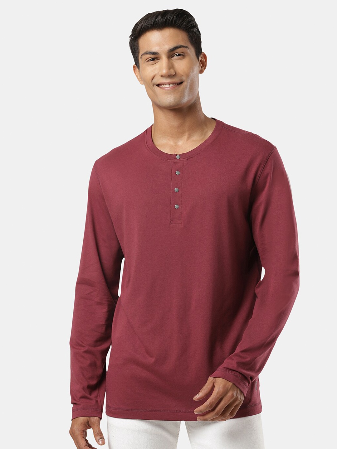 

Jockey Men Red Henley Neck T-shirt