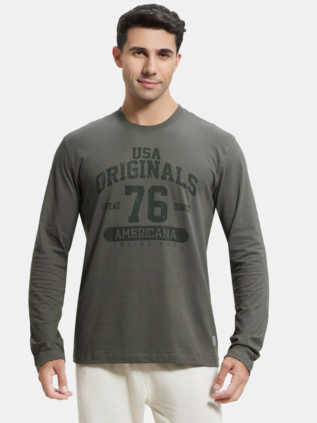 

Jockey Men Typography Printed Super Combed Cotton T-shirt, Green