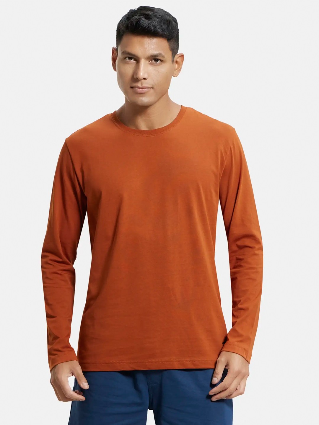 

Jockey Super Combed Cotton Rich Solid Round Neck Full Sleeve Tshirt-AM95, Rust